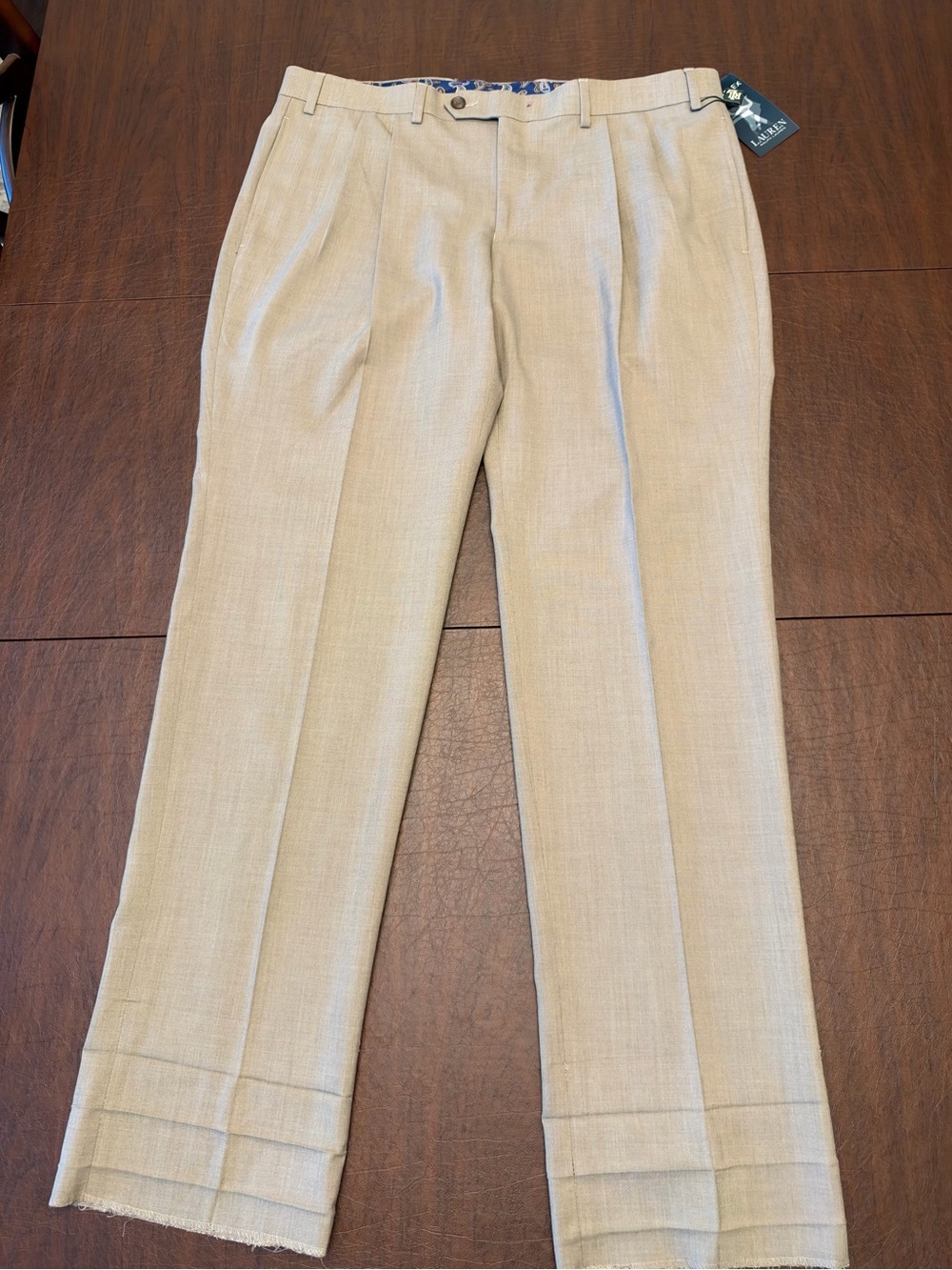 Lauren Ralph Lauren UltraFlex Men’s Dress Pants 36x29/32 Tan NWT $90 raw hem